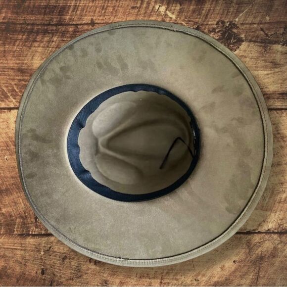 Olive Green Suede Wide Brim Rancher Fedora M/L NWT